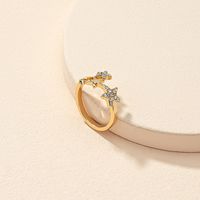Cinco De Oro De Moda-anillo De Aleación De Diamantes De Imitación Con Incrustaciones De Estrellas main image 1