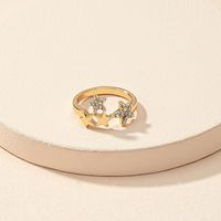 Fashion Gold Five-star Starry Inlay Rhinestone Alloy Ring main image 3