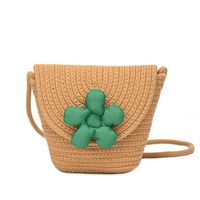 Spring And Summer New Fresh Sweet Messenger Shoulder Cute Flowers Straw Woven Bag Women sku image 2