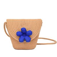 Printemps Et Été Nouveau Frais Doux Messenger Épaule Mignon Fleurs De Paille Tissé Sac Femmes main image 2