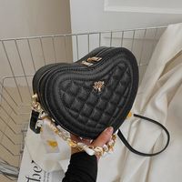 Small Pu Leather Solid Color Streetwear Heart-shaped Zipper Crossbody Bag main image 5