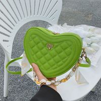Small Pu Leather Solid Color Streetwear Heart-shaped Zipper Crossbody Bag main image 4