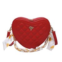 Small Pu Leather Solid Color Streetwear Heart-shaped Zipper Crossbody Bag sku image 2
