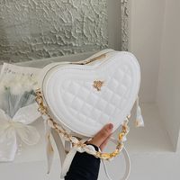 Small Pu Leather Solid Color Streetwear Heart-shaped Zipper Crossbody Bag main image 1