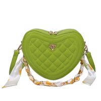 Small Pu Leather Solid Color Streetwear Heart-shaped Zipper Crossbody Bag sku image 3