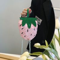 Fashion Female Summer 2022 New Strawberry Shape Pearl Chain Crossbody Mini Bag main image 2