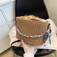 Fashion Woven Women 2022 New Summer Fashion Shoulder Bucket Crossbody Straw Bag main image 1