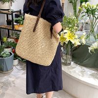 Large Capacity New Fashion Women Shoulder Straw Simple Tote Bag main image 5