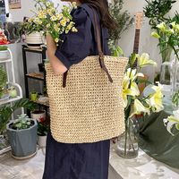 Large Capacity New Fashion Women Shoulder Straw Simple Tote Bag main image 1