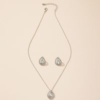 Mode Goutte D'eau Pendentif Inlay Complet Diamant Boucles D'oreilles Collier Accessoires Ensemble main image 2