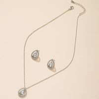 Mode Goutte D'eau Pendentif Inlay Complet Diamant Boucles D'oreilles Collier Accessoires Ensemble main image 3