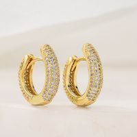 New Style Circle Copper Plating 18k Gold Full Zircon Earrings main image 1