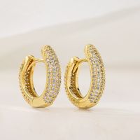 New Style Circle Copper Plating 18k Gold Full Zircon Earrings main image 4