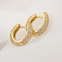 New Style Circle Copper Plating 18k Gold Full Zircon Earrings main image 2