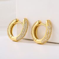 New Style Circle Copper Plating 18k Gold Full Zircon Earrings main image 3
