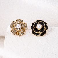 New Fashion Pearl Diamond Flower Drop Oil Alloy Ear Stud Earrings main image 5