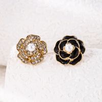 New Fashion Pearl Diamond Flower Drop Oil Alloy Ear Stud Earrings main image 3
