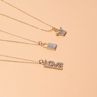 Fashion Creative Women's Diamond Heart Lock Pendant Alloy Necklace main image 2