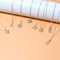 Fashion Creative Women's Diamond Heart Lock Pendant Alloy Necklace main image 3