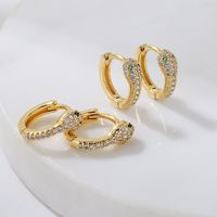 New Style Copper Plated 18k Gold Micro Inlaid Zircon Snake Earrings main image 1