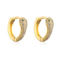 New Style Copper Plated 18k Gold Micro Inlaid Zircon Snake Earrings sku image 2