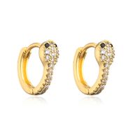 New Style Copper Plated 18k Gold Micro Inlaid Zircon Snake Earrings sku image 1