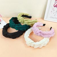 New Style Folded Wide Brim Solid Color Fabric Headband main image 1