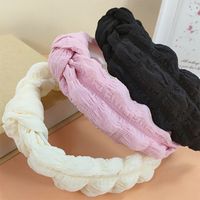 New Style Folded Wide Brim Solid Color Fabric Headband main image 4