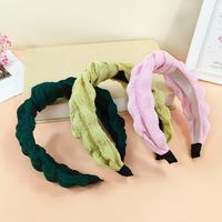 New Style Folded Wide Brim Solid Color Fabric Headband main image 5