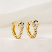 New Style Copper Plated 18k Gold Micro Inlaid Zircon Snake Earrings main image 3