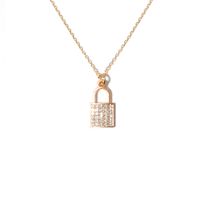 Fashion Creative Women's Diamond Heart Lock Pendant Alloy Necklace sku image 1
