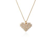 Fashion Creative Women's Diamond Heart Lock Pendant Alloy Necklace sku image 3