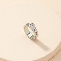 Fashion Heart-shaped Female Simple Letter Silver Alloy Ring main image 1