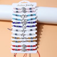 Fashion Bohemian Style Woven Crystal String Beads Devil's Eye Drop Oil Palm Alloy Bracelet main image 4