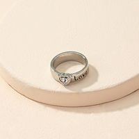 Fashion Heart-shaped Female Simple Letter Silver Alloy Ring main image 3