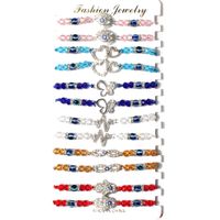 Fashion Bohemian Style Woven Crystal String Beads Devil's Eye Drop Oil Palm Alloy Bracelet sku image 1