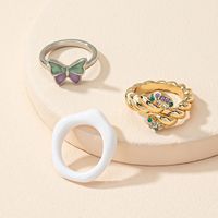 Fashion Ring Set Female Creative Butterfly Resin Geometric Sweet Ring Accessories main image 2