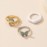 Fashion Ring Set Female Creative Butterfly Resin Geometric Sweet Ring Accessories main image 3