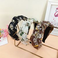 New Style Floral Fabric Knotted Bronzing Wide Brim Hair Band main image 7