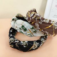 New Style Floral Fabric Knotted Bronzing Wide Brim Hair Band main image 2