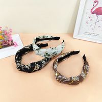 New Style Floral Fabric Knotted Bronzing Wide Brim Hair Band main image 4