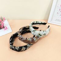 New Style Floral Fabric Knotted Bronzing Wide Brim Hair Band main image 5