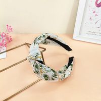 New Style Floral Fabric Knotted Bronzing Wide Brim Hair Band sku image 2