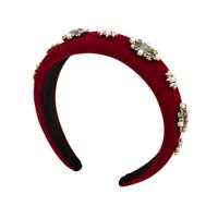 Fashion Retro Baroque Flocking Rhinestone Pearl Flower Wide Brim Headband Hair Accessories main image 6