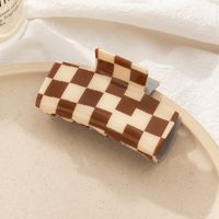 Simple Color Chessboard Grid Grip Acrylic Geometric Shark Clip main image 3