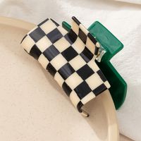 Simple Color Chessboard Grid Grip Acrylic Geometric Shark Clip sku image 1