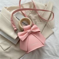 Female New Fashion Bow Shaped Messenger Shoulder Solid Color Bag sku image 5