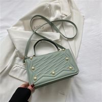 2022 New Fashion Simple Solid Color Small Square Diamond Plaid Shoulder Bag sku image 2