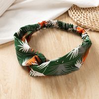 New Style Wide Brim Leaves Floral Cross Satin Tie-dye Hair Band sku image 1