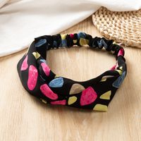 New Style Wide Brim Leaves Floral Cross Satin Tie-dye Hair Band sku image 3